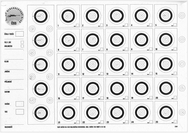Benchrest terč 25 m použitý.JPG